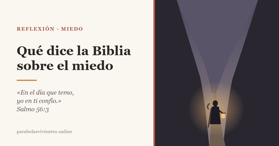 Una persona con un farol encendido y un cayado avanza por un camino que baja a un valle en sombra